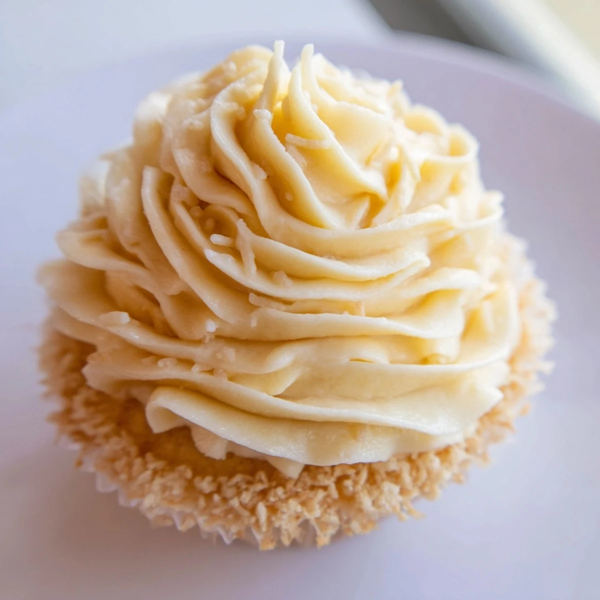 Sweet buttercream frosting swirls atop golden vanilla cupcakes, a delicious American treat.