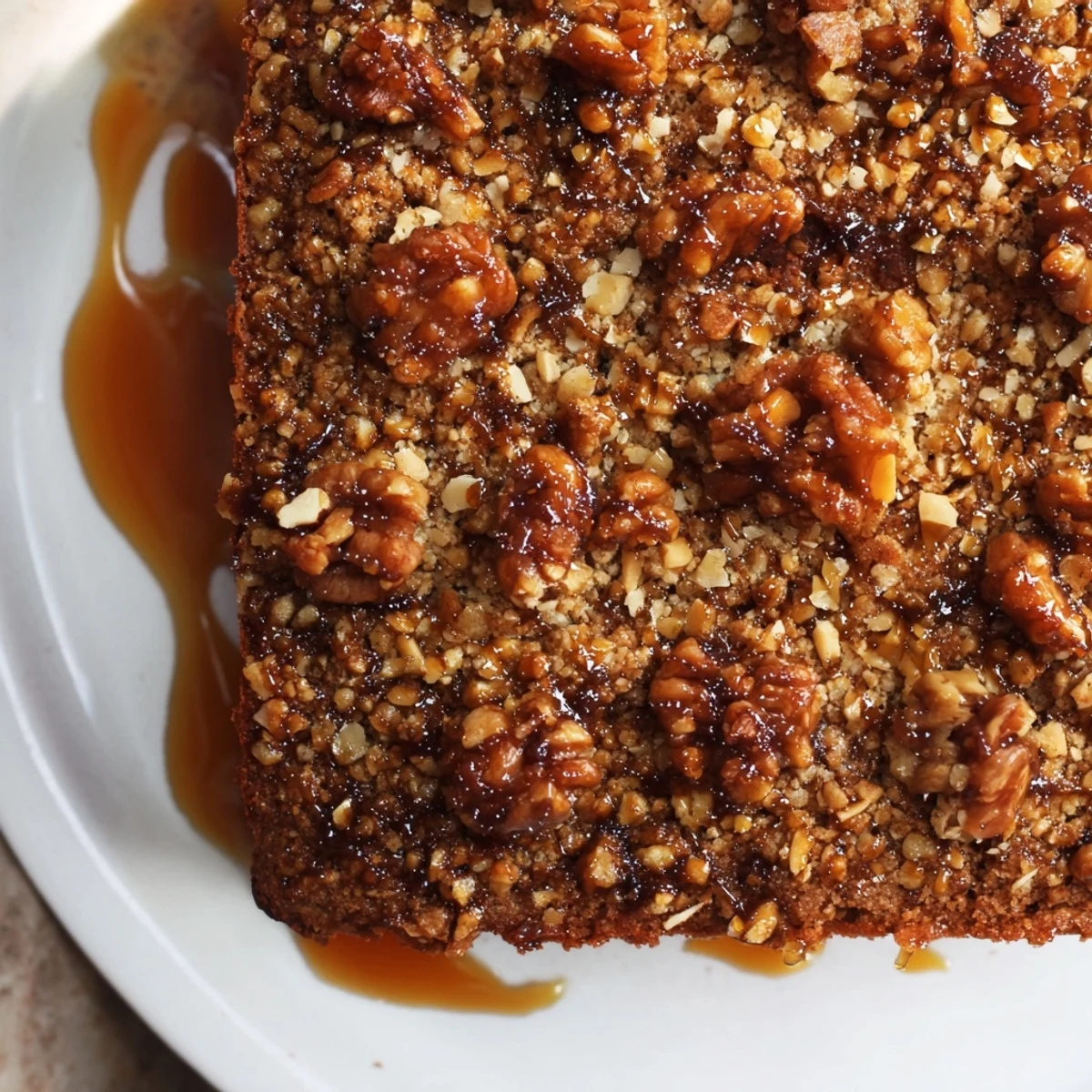 Golden, honey-drizzled Light Sweet Hazel Treats: Hazelnut and Honey Cake Squares, perfect for a sweet treat.