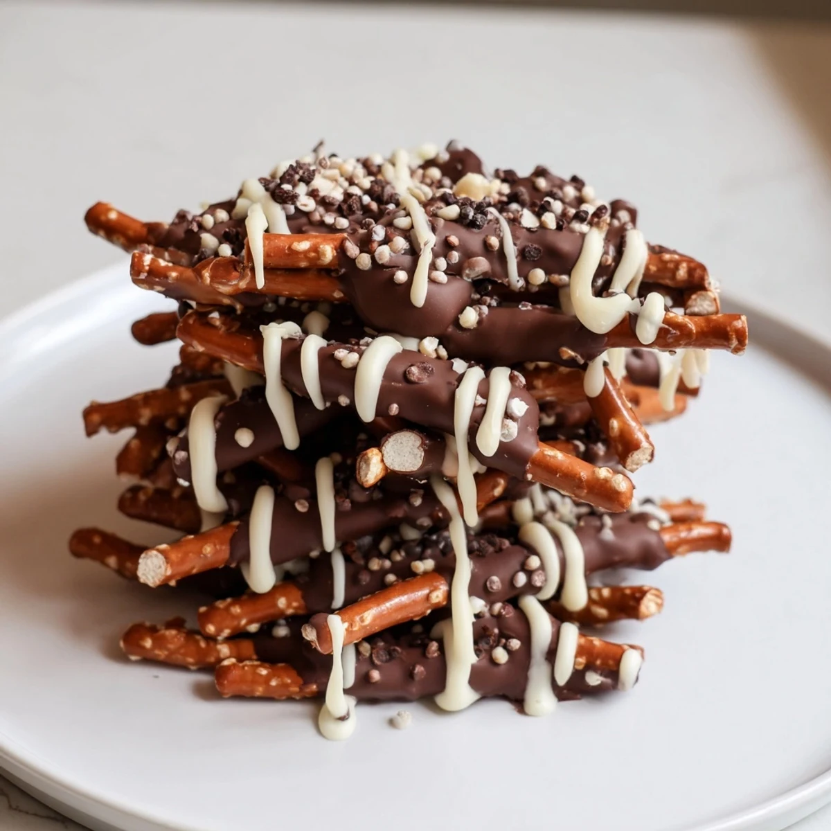 Chocolate Pretzel Stick Stack