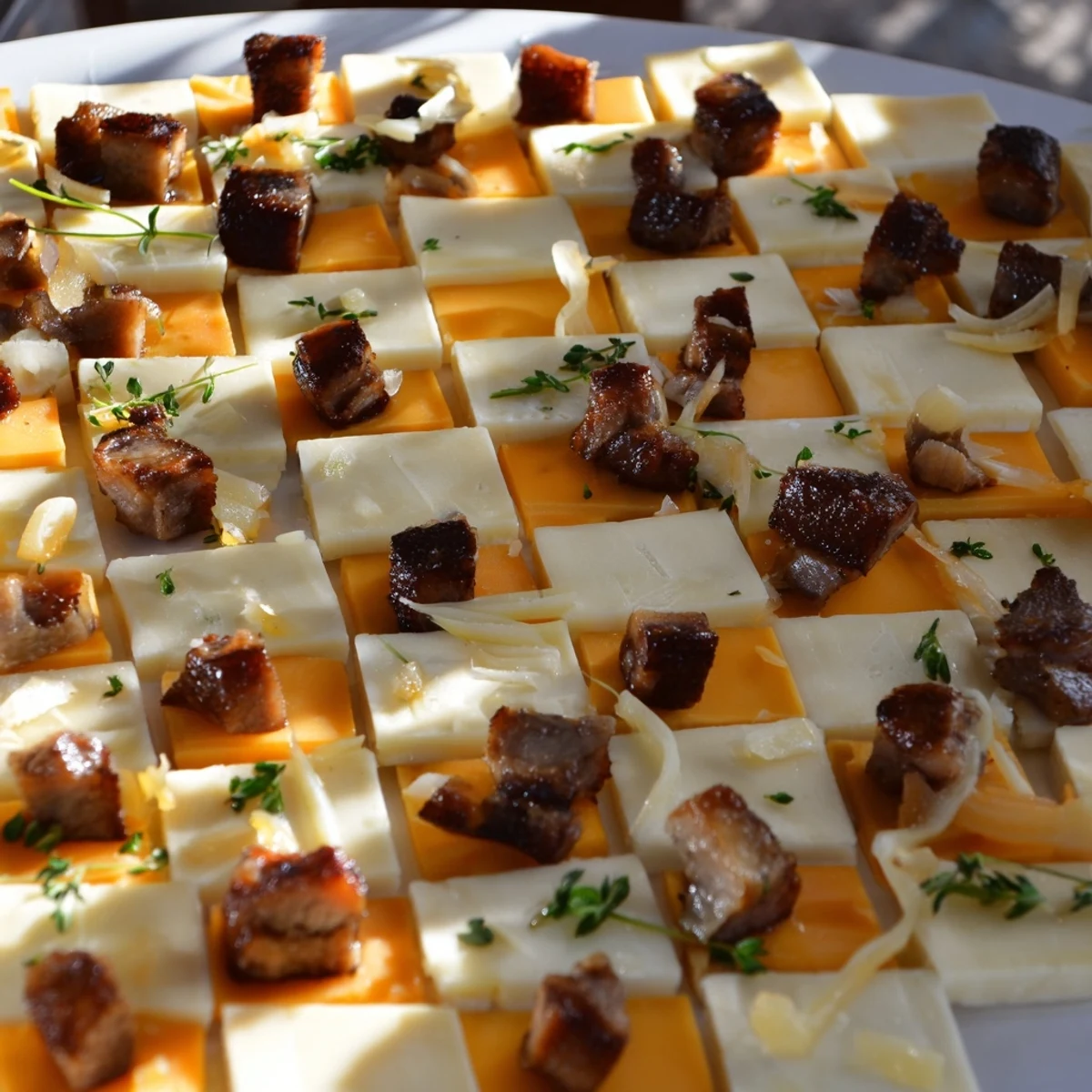 These vibrant Checkerboard Picnic Bites showcase alternating meats and cheeses, perfect for a picnic spread.