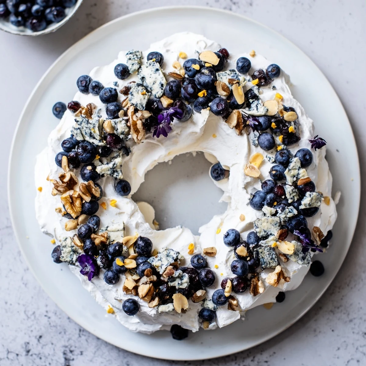 Vibrant Olympic Rings appetizer platter with fresh blueberries and flavorful blue cheese.