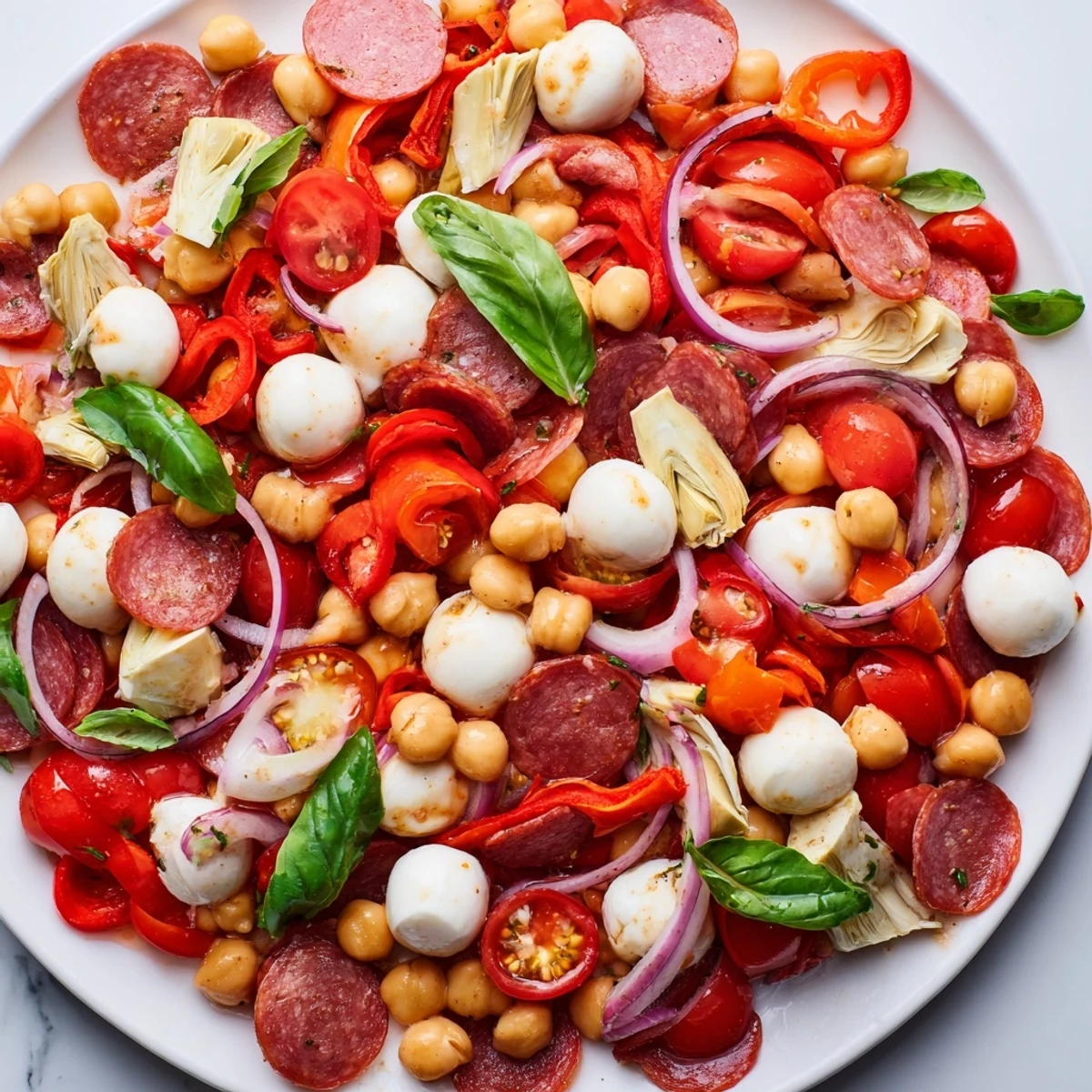 Enjoy this easy Antipasto Chickpea Salad, a delicious Italian-American appetizer perfect for any occasion!