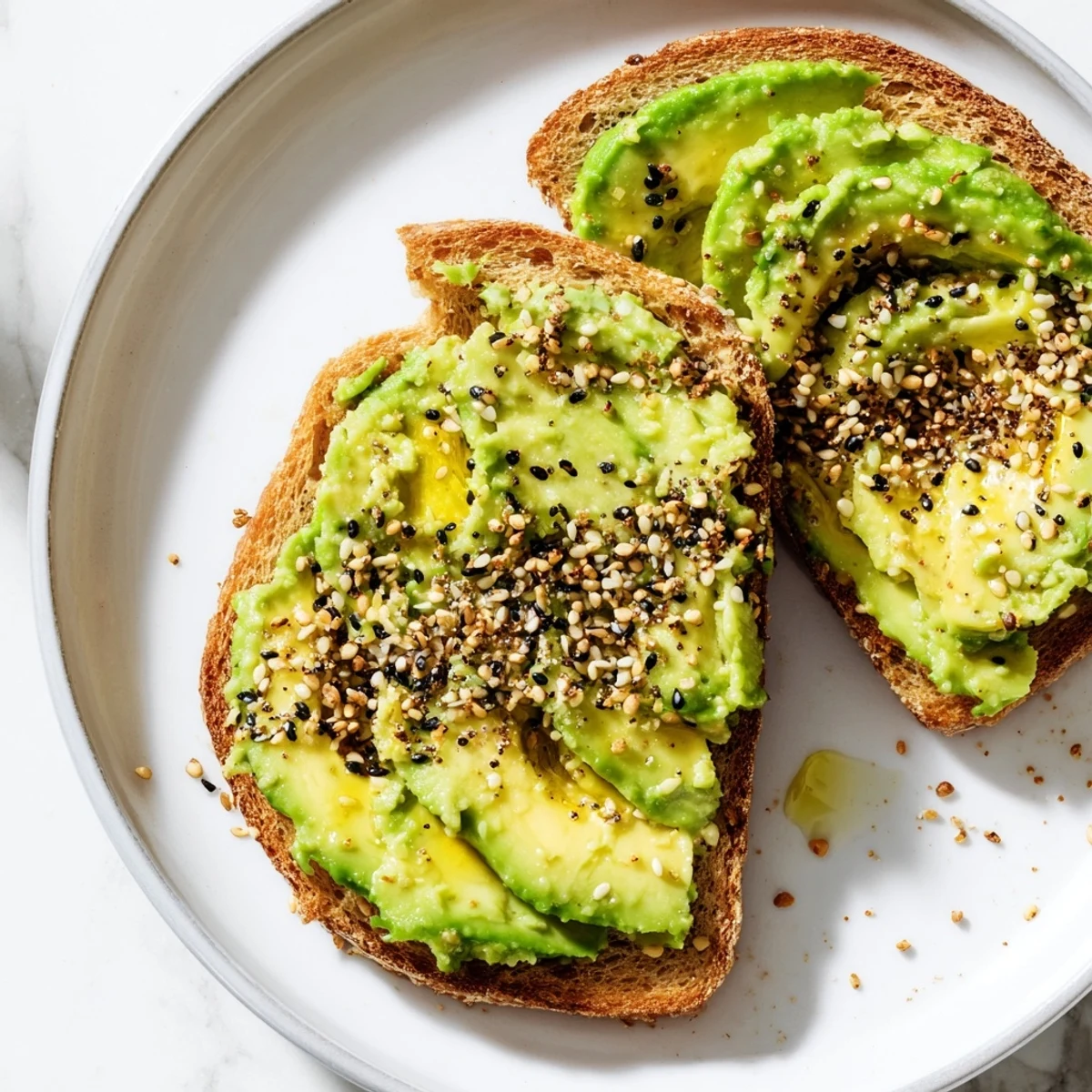 Creamy avocado toast with everything seasoning, a simple, delicious American breakfast ready in minutes.