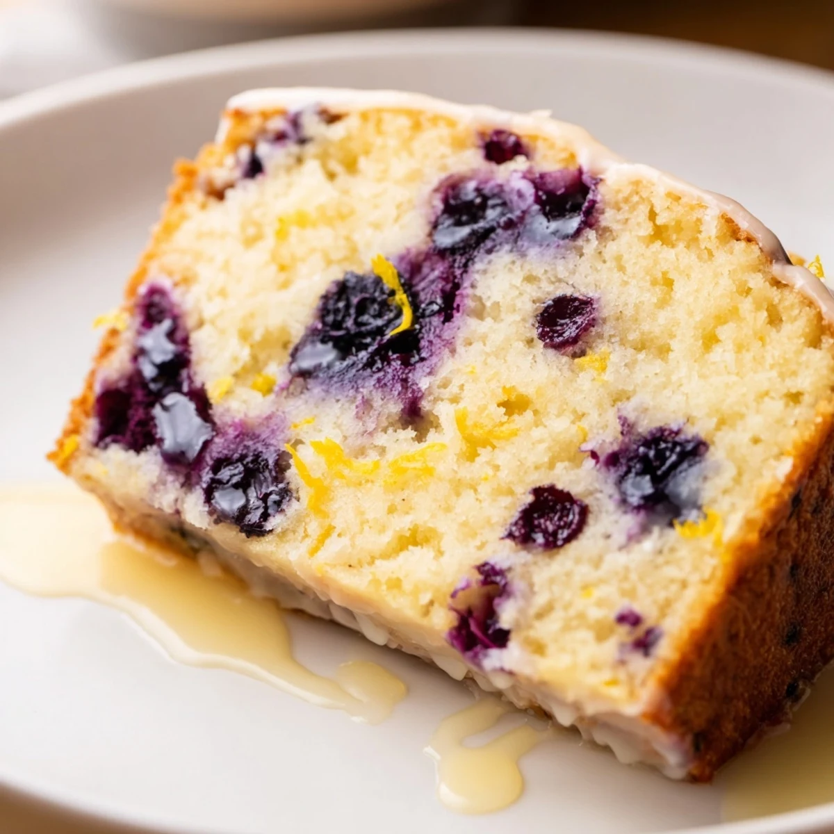 Freshly baked Lemon Blueberry Yogurt Loaf with a soft, tender crumb, ready to serve with tea.