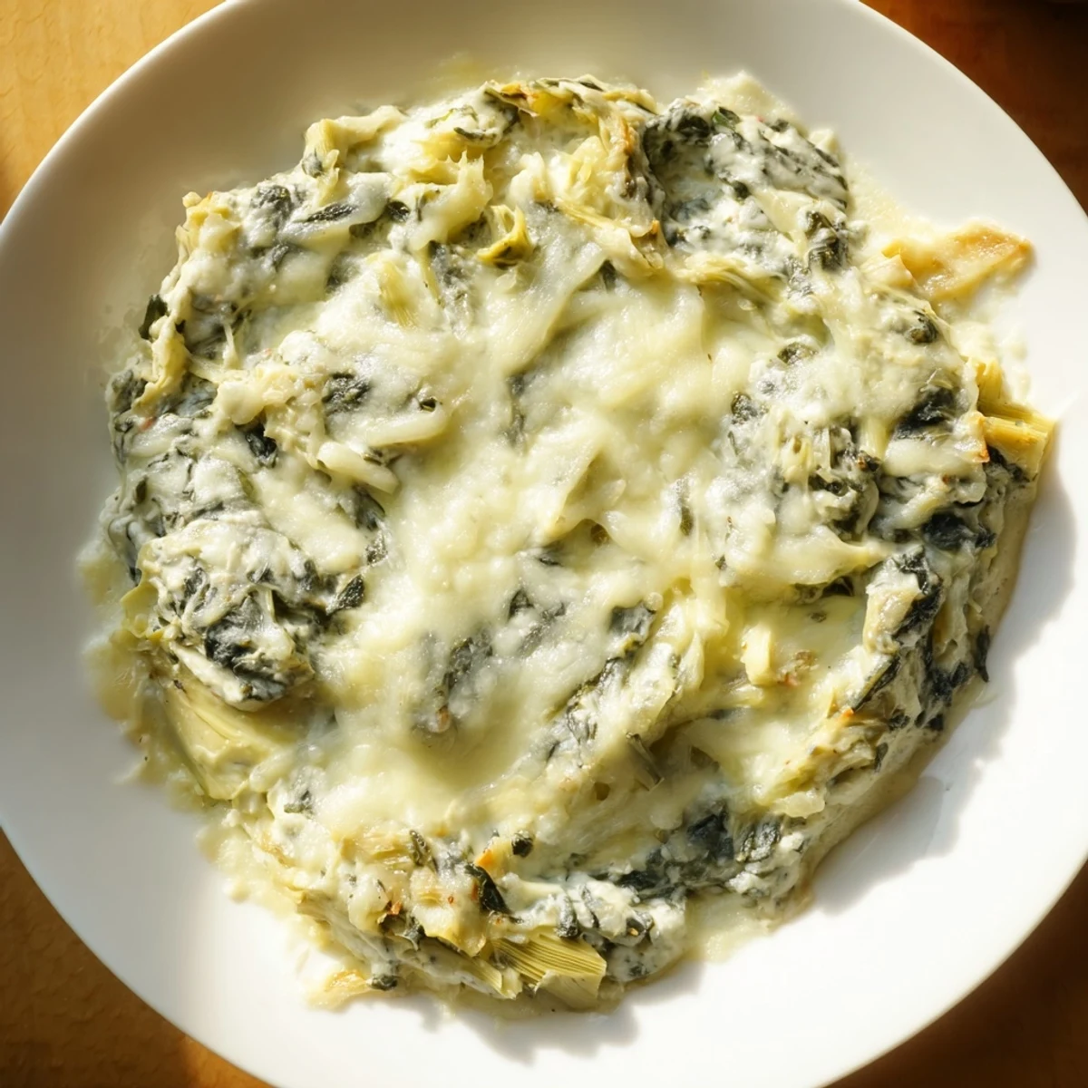 Warm and creamy Spinach Artichoke Dip, fresh from the oven, offering a savory taste sensation.