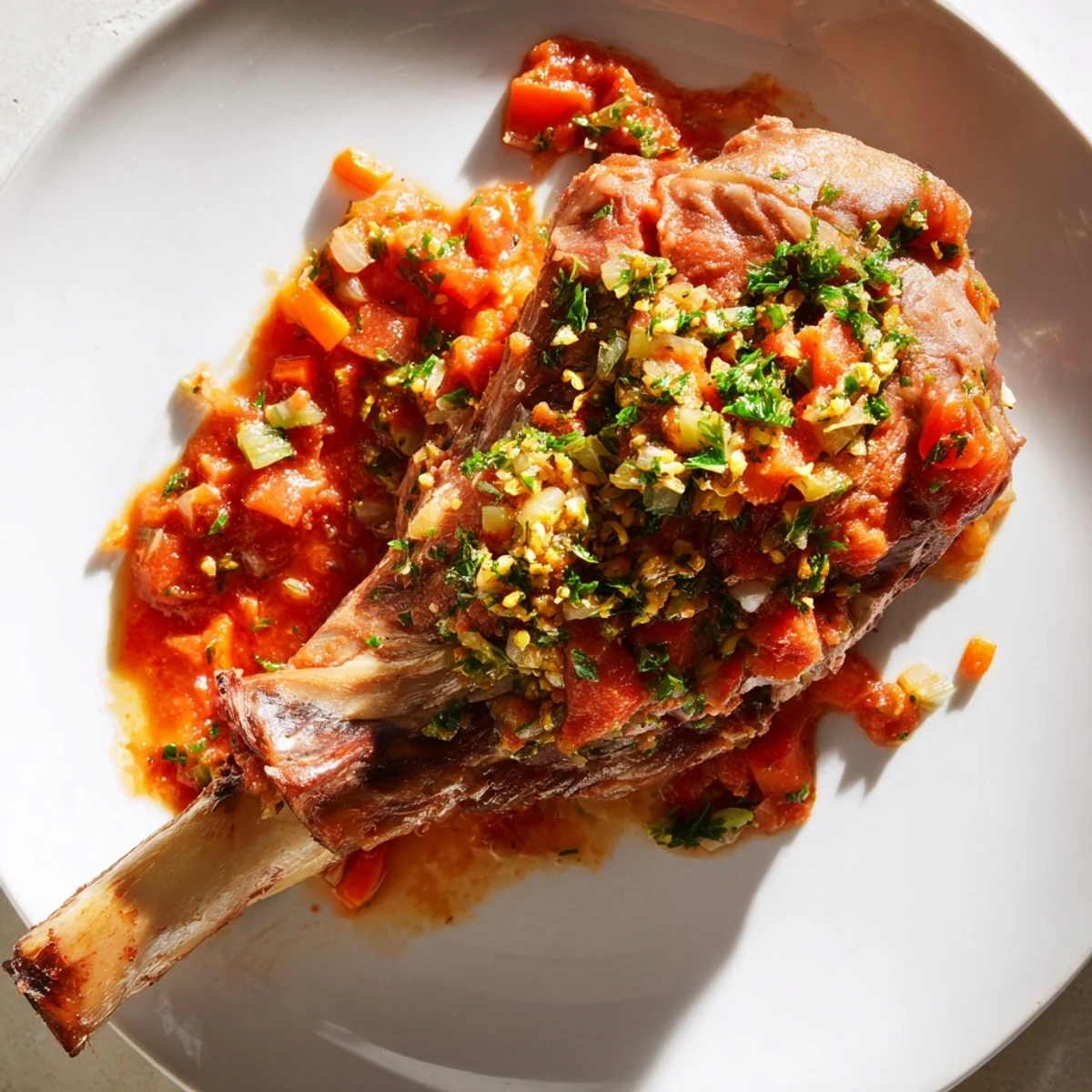 Imagine the aroma: flavorful Osso Buco with meltingly soft meat, enhanced by fresh herb-infused gremolata.