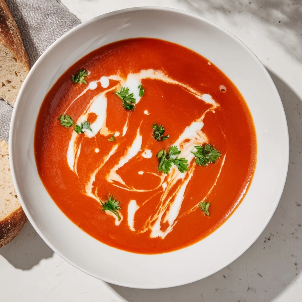 Vibrant red pepper soup simmering in a pot, showcasing its silky texture and warm color.