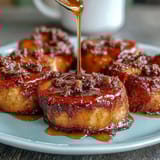 Candy apple slices drizzled with creamy peanut butter and sprinkled with crunchy granola for a healthy, satisfying snack.