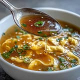 Savory Chinese-style egg drop soup, perfect for a quick and warming meal.