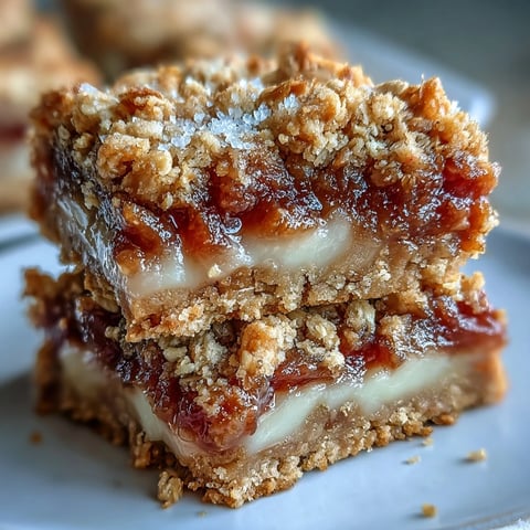 Freshly baked Rhubarb and Custard Crumble Bars with golden crumble topping and vibrant pink rhubarb filling on a white plate.