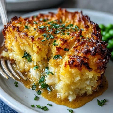 Freshly baked Curried Fish Pie with a golden, fork-marked potato crust, served bubbling in a ceramic dish beside a glass of white wine.