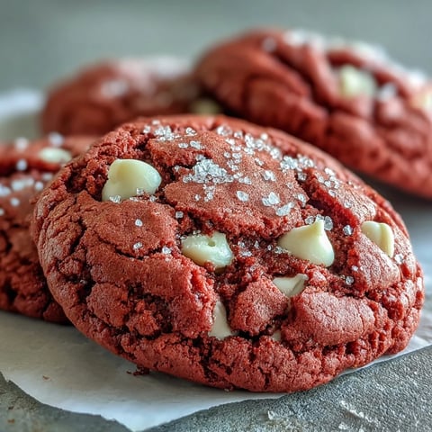 Freshly baked Pink Velvet Cookies on a cooling rack with white chocolate chips melting, perfect for parties.