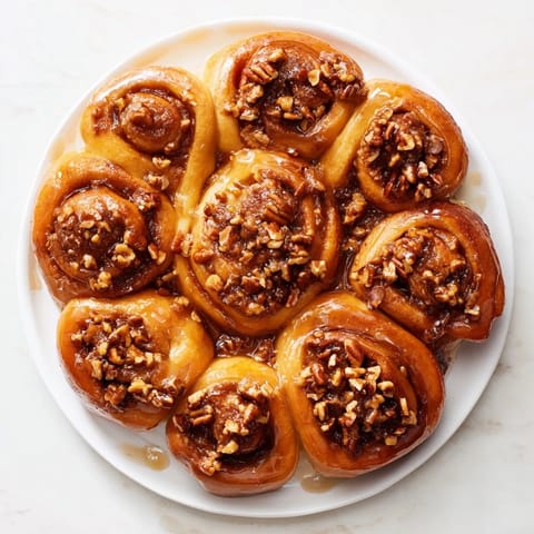 Warm and decadent Maple Pecan Sticky Buns, invitingly arranged in a baking dish, ready to be served for brunch.