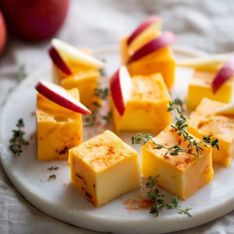 Smoked paprika-dusted cheeses and apples create a beautiful The Autumn Ember appetizer for fall gatherings.