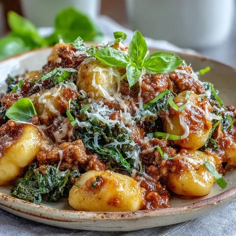 Steam rises from plump gnocchi tossed in a spicy sausage sauce and wilted kale.