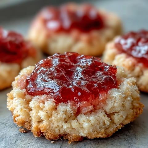 Golden-brown Guava Jam Thumbprint Cookies arranged on a white plate, perfect for serving with afternoon tea or coffee.