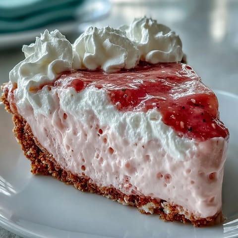 A chilled slice of Guava Cloud Pie topped with billowy whipped cream and a sprinkle of macadamia nuts.