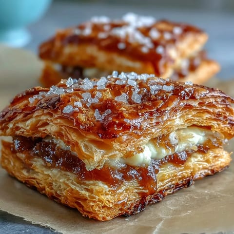 Golden Guava and Cream Cheese Pastelitos stacked on a wooden board, ready to serve with a cup of Cuban coffee.