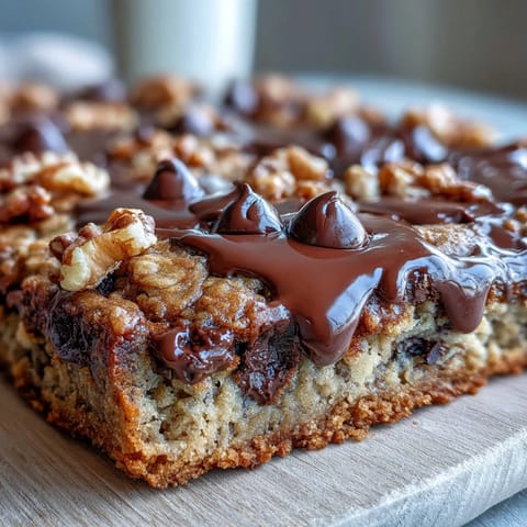 Cast-iron skillet serving of Chunky Monkey Oatmeal Cookie with golden edges, mashed bananas, and a rustic wooden spoon for sharing.