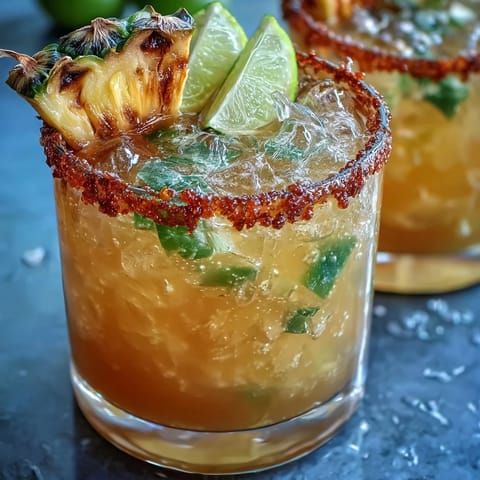 Refreshing tropical mocktail blending sweet pineapple juice with zesty lime, served over ice with a colorful fruit garnish.  