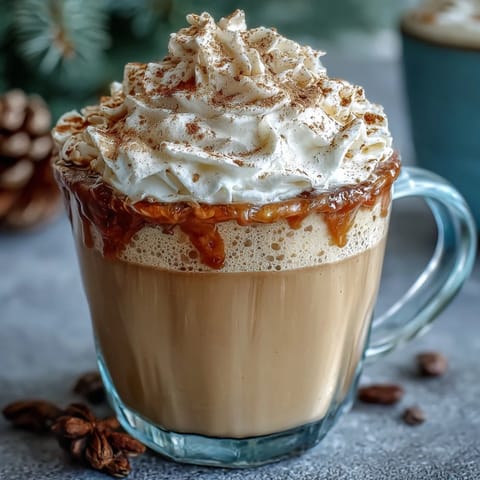 A warm mug of Christmas Chai Latte topped with spiced whipped cream and a dusting of cinnamon, perfect for cozy holiday mornings.