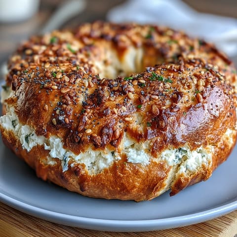 High-protein Greek yogurt bagels with classic everything seasoning, perfect for a quick breakfast or snack.  