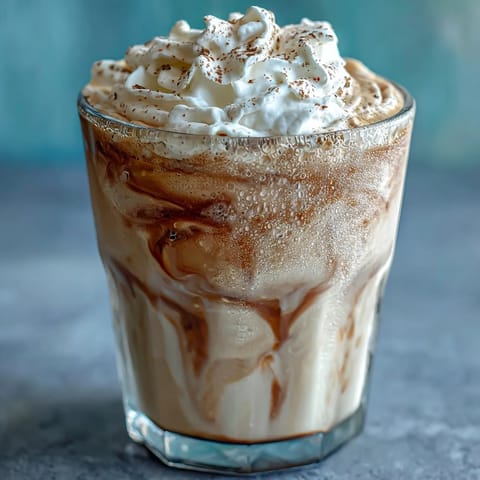 Creamy vanilla bean frappuccino protein shake with frothy almond milk, Greek yogurt, and protein powder for a healthy Starbucks-inspired treat.