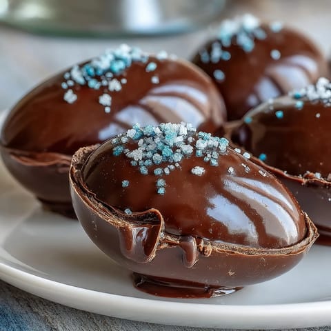 Creamy homemade peanut butter eggs dipped in smooth chocolate, perfect for Easter treats or spring celebrations.