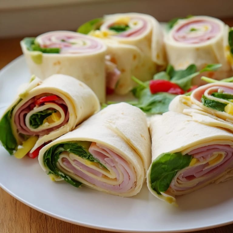 Freshly made Turkey and Provolone Pinwheels, perfect for a quick lunch or delicious party snack.