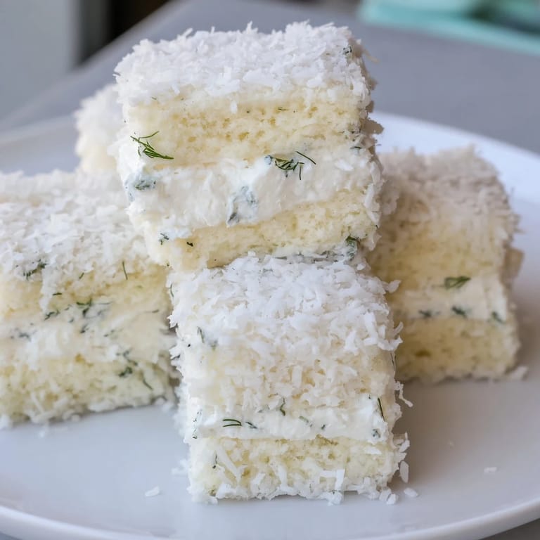 Creamy filling bursting from these Snowball Tea Sandwich Bites, perfectly served for tea time.