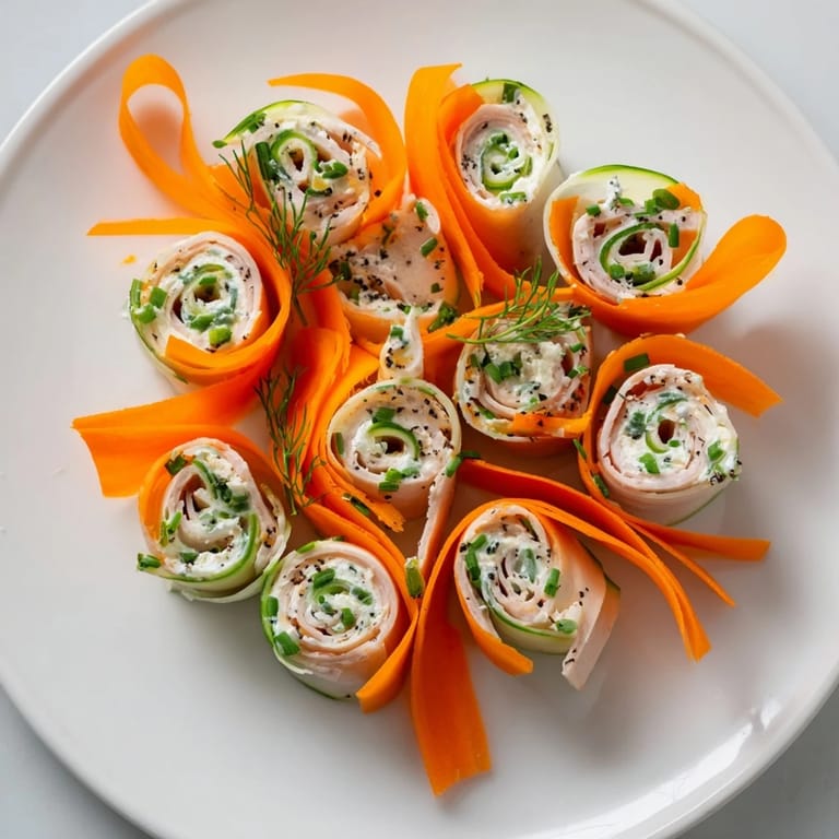 Freshly made The Ribbon Dancer with spirals of vegetables, perfect for a light, delicious snack.