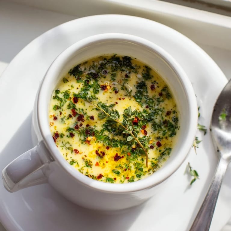 Vibrant Cowboy Butter Sauce served as a dip for steamed vegetables and crusty artisan bread.