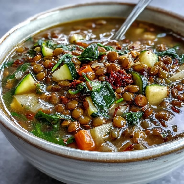 Vibrant bowl of lentil soup garnished with fresh parsley, perfect for a nourishing vegan meal.