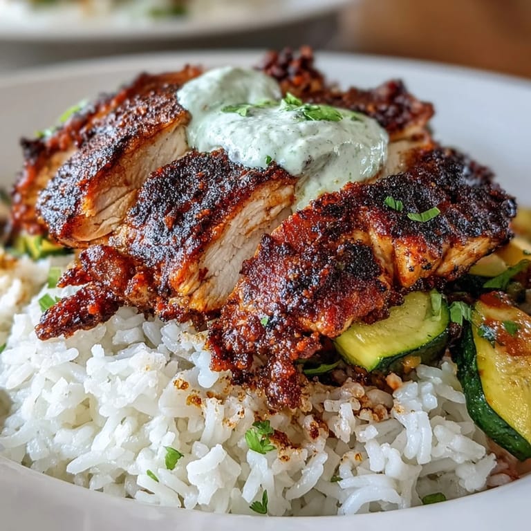 Served in a rustic bowl, this gluten-free Blackened Chicken Bowl features tender chicken, veggies, and lime wedges on the side.