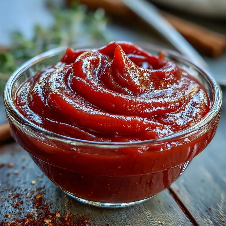 Smooth, glossy Guava BBQ Sauce From Scratch being poured from a blender, perfect for grilled tofu.