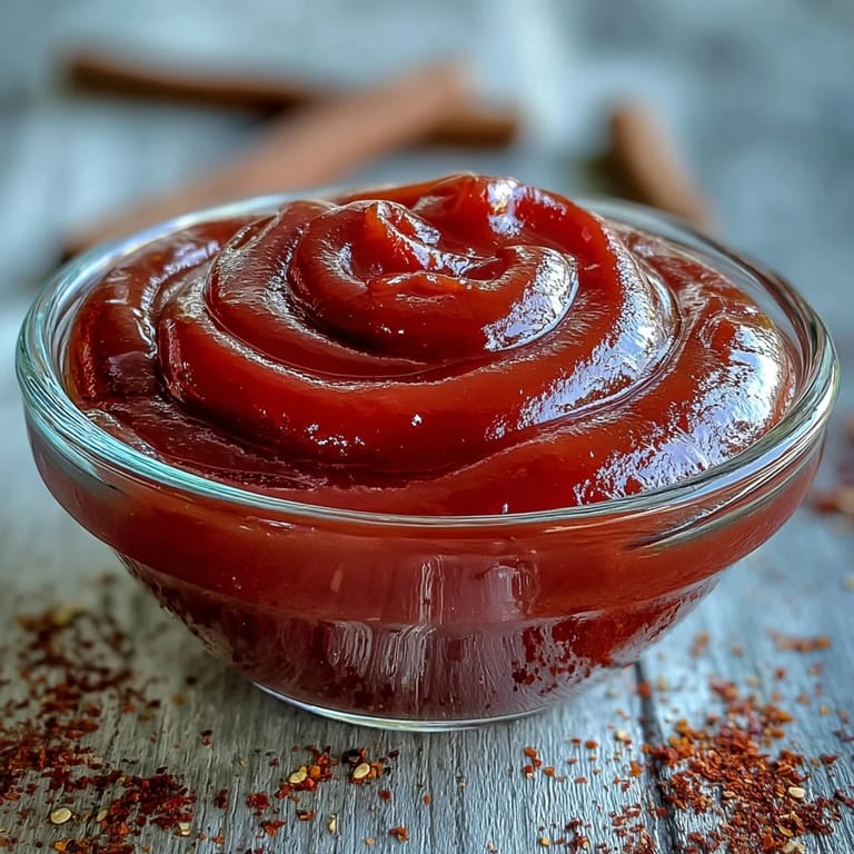 Rich Guava BBQ Sauce From Scratch in a glass jar with a spoon, ready for burgers and ribs.