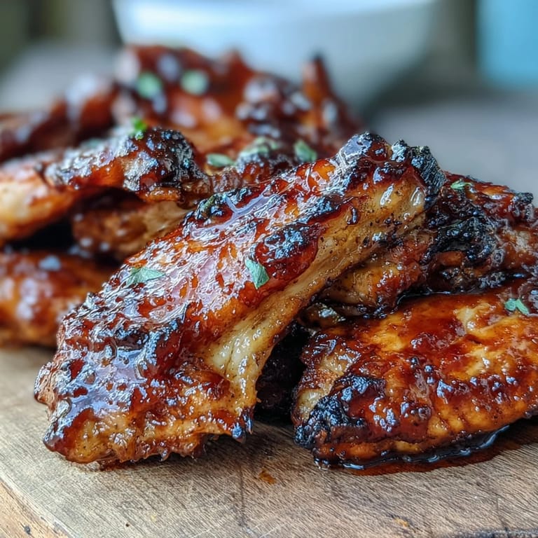 Close-up of Guava BBQ Glazed Chicken Wings showing juicy meat, crispy skin, and a garnish of fresh cilantro.