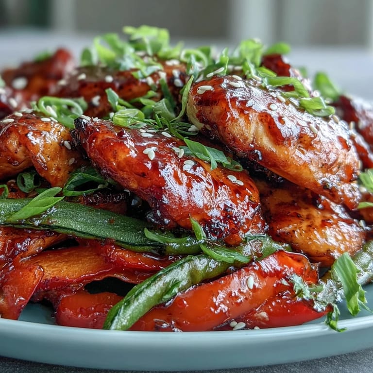 Serve Spicy Sweet Chicken Diablo over fluffy jasmine rice, garnished with green onions for a vibrant weeknight dinner.