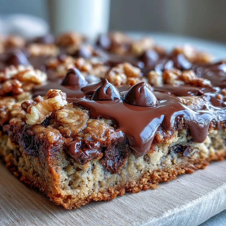 Cast-iron skillet serving of Chunky Monkey Oatmeal Cookie with golden edges, mashed bananas, and a rustic wooden spoon for sharing.