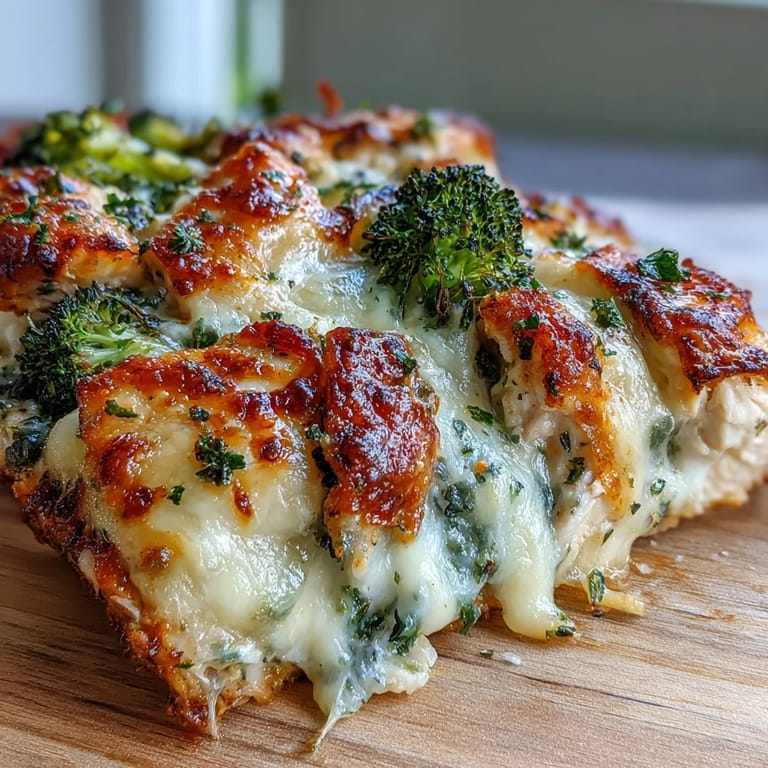 Freshly baked Ranch Chicken & Broccoli Sheet Pan Melt, garnished with herbs and ready to serve for dinner.