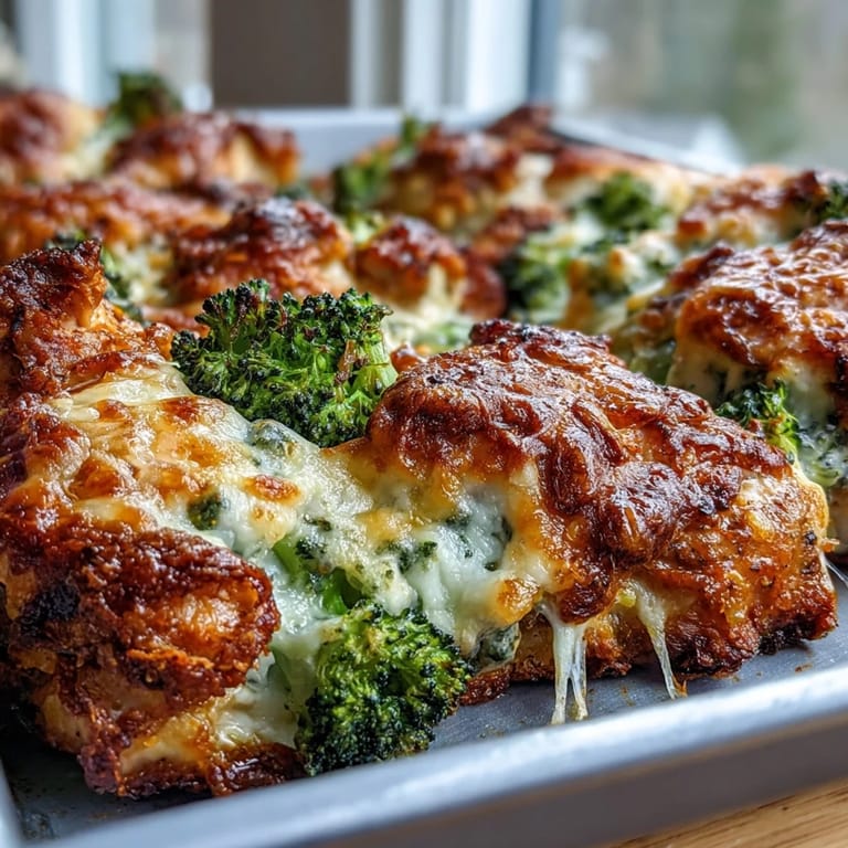Sizzling Ranch Chicken & Broccoli Sheet Pan Melt from the oven, ready to serve for an easy weeknight dinner.