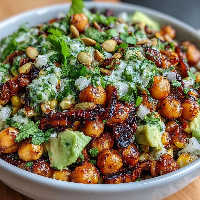 A vibrant salad featuring sweet corn, hearty chickpeas, and tangy chili-lime dressing, perfect for summer gatherings or as a side.