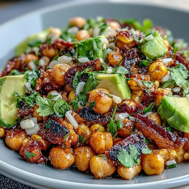 Hearty vegan street corn salad with smoky paprika, fresh cilantro, and creamy avocado, served with pepitas for crunch.