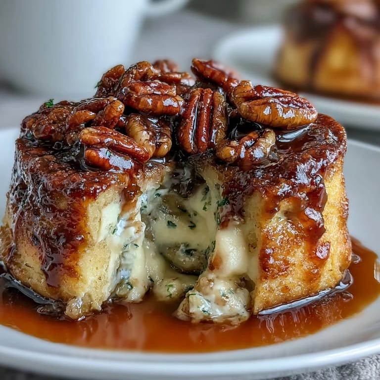 Light and airy sweet potato soufflé infused with warm spices, crowned with crunchy candied pecans for texture.  