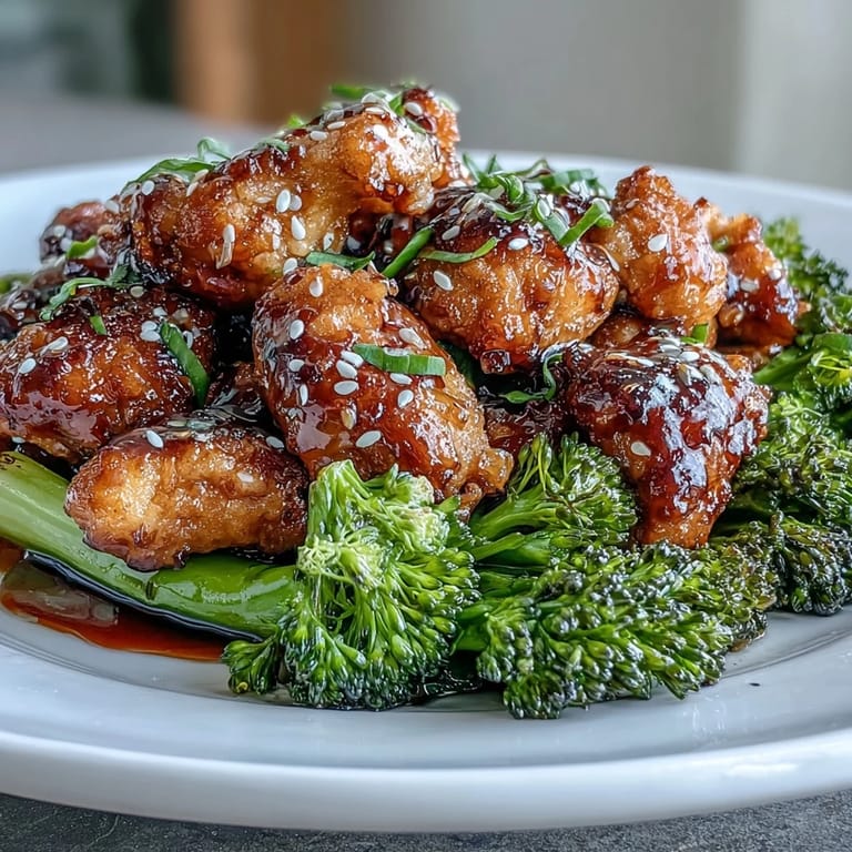 Juicy honey garlic chicken bites and tender broccoli roasted in the air fryer, delivering a sweet and savory flavor explosion.  