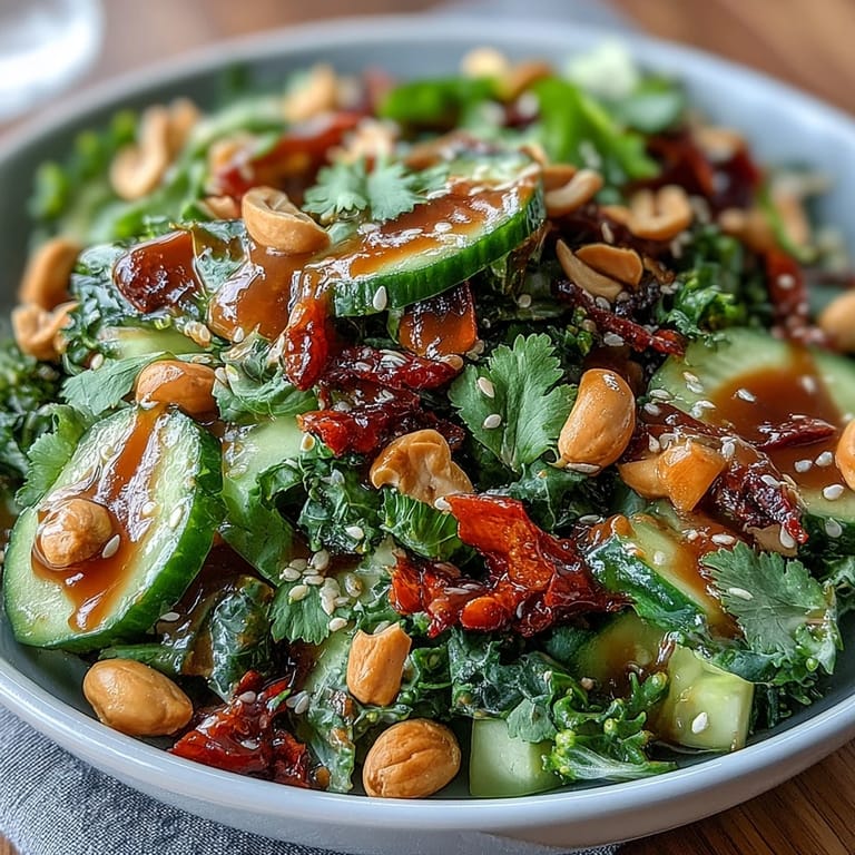Vibrant celery and peanut salad drizzled with soy ginger dressing, offering crisp texture and bold flavor in every bite.  