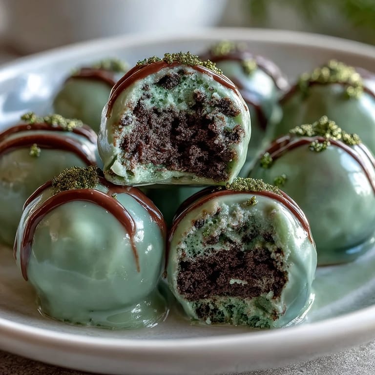 Festive St. Patrick's Day dessert featuring creamy Oreo truffle balls dipped in green candy coating and sprinkles.
