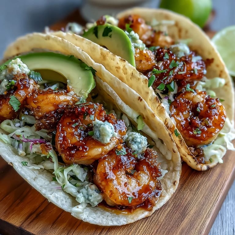 Flavorful Honey Garlic Shrimp Tacos featuring caramelized shrimp, crunchy slaw, and a squeeze of fresh lime, perfect for a quick and satisfying dinner.