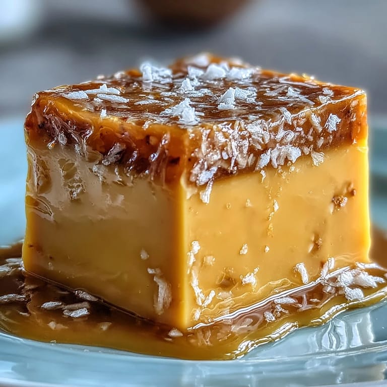 Vibrant mango and coconut jelly squares, delicately set with agar-agar, offering a refreshing plant-based treat.