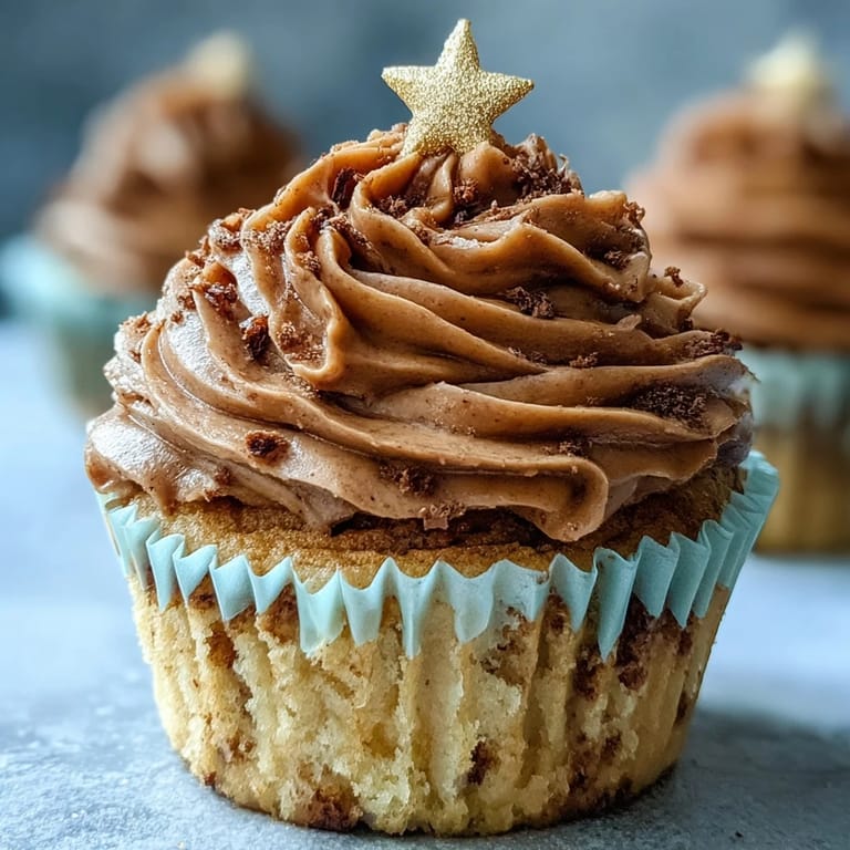 Soft vanilla cupcakes topped with warm terracotta buttercream, featuring hints of cinnamon and cocoa for a gourmet touch.
